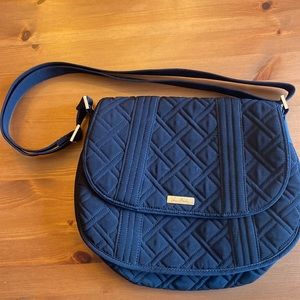 Vera Bradley Microfiber Black Saddle Bag